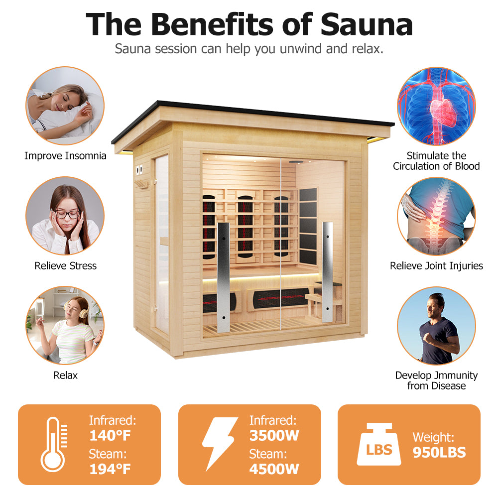 Hylivesaunas 3 People Luxury Outdoor Hybrid Sauna - COURTYARD 3