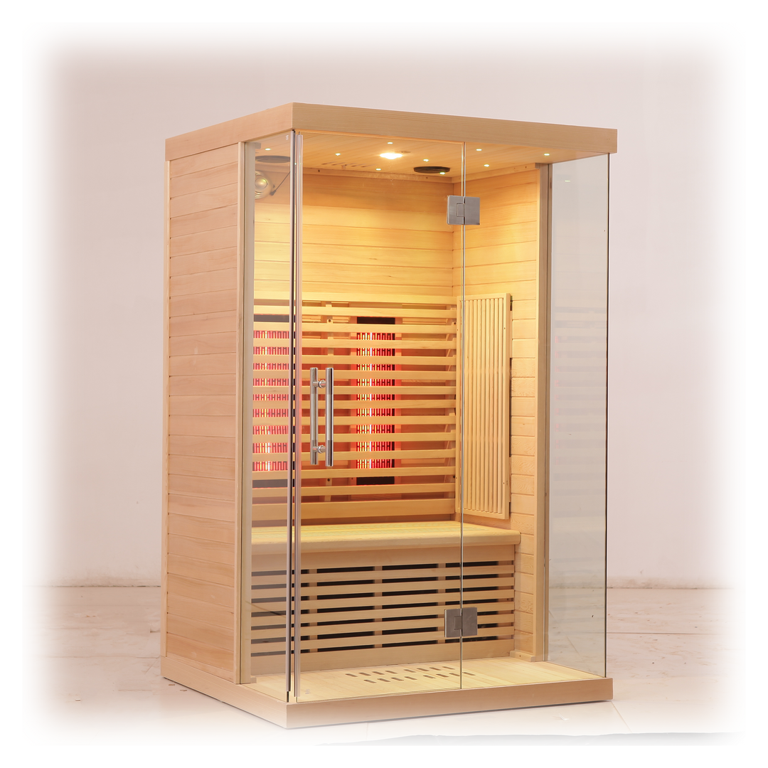 Hylivesaunas 110V/1 person Hemlock Indoor Full Spectrum Infrared Sauna Dry Sauna with Mobile-app Control System- Infrared 1